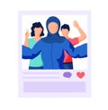 Group of cartoon young people taking selfie photo. Funny friends waving hands selfie photography Royalty Free Stock Photo