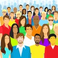 Group of Casual People Face Big Crowd Diverse Royalty Free Stock Photo