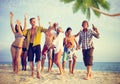 Group of Casual People Partying on a Beach Royalty Free Stock Photo