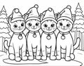 Group Of Cats With Christmas Hats Royalty Free Stock Photo