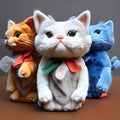 Group of cats, cute plush toy, mascot ai Generated, generative AI, CGI graphics