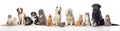 Group of cats and dogs in front of white background Royalty Free Stock Photo