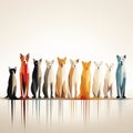 a group of cats and dogs standing in front of a white background Royalty Free Stock Photo