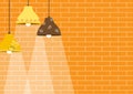 Group of ceiling lamp on orange brick wall backgrounds Royalty Free Stock Photo