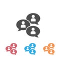 Group chat bubbles or forum discussion set icon with multiple people chatting flat vector icon for apps websites