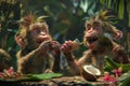 A group of cheeky monkeys, AI generated