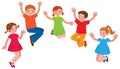 Group of cheerful children in a jump