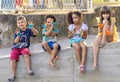 Group of cheerful multicultural children playing together