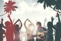 Group of Cheerful People Partying on a Beach Royalty Free Stock Photo