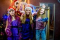 Group of cheerful young girls celebrating Christmas Royalty Free Stock Photo