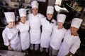 Group of chefs standing together in kitchen