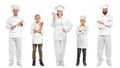 Group of chefs on white background