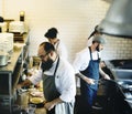 Group of chefs working in the kitchen