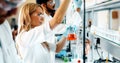 Group of chemistry students working in laboratory Royalty Free Stock Photo