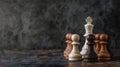 Group of Chess Pieces on Wooden Table Royalty Free Stock Photo