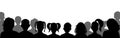 Group of children in auditorium, silhouette. Kids audience of cinema or theater. Vector illustration Royalty Free Stock Photo