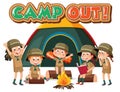 Group of children camping out Royalty Free Stock Photo
