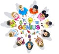 Group of Children Circle Genius Word Royalty Free Stock Photo