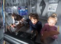 Children playing in bunker questroom Royalty Free Stock Photo