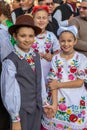 Group of children dancers in traditional Hungarian folk costume