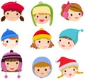 Group of children face set Royalty Free Stock Photo