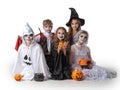 Children in Halloween costume on white Royalty Free Stock Photo