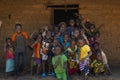 Group of children in front of a house in the village of Mandina Mandinga in the Gabu Region Royalty Free Stock Photo