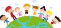 Group of children and globe Royalty Free Stock Photo