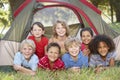 Group Of Children Having Fun In Tent In Countryside Royalty Free Stock Photo