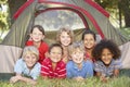 Group Of Children Having Fun In Tent In Countryside Royalty Free Stock Photo