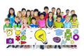 Group of Children Holding Education Concept Billboard Royalty Free Stock Photo
