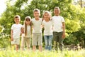 Group of children huddling. Volunteer project