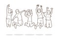 Group of children jumping, Happy Feel good cartoon Royalty Free Stock Photo