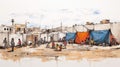 A group of children live in a refugee camp