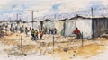 A group of children live in a refugee camp