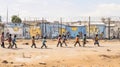 A group of children live in a refugee camp