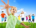 Group of Children Outdoors Running