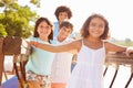 Group Of Children On Playground Climbing Frame Royalty Free Stock Photo