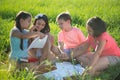 Group of children playing on grass Royalty Free Stock Photo