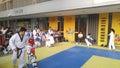 Shenzhen, China: children practicing taekwondo compete to test the effectiveness of their taekwondo lessons