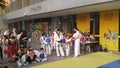 Shenzhen, China: children practicing taekwondo compete to test the effectiveness of their taekwondo lessons