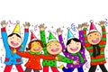 Group Children Season`s Greetings Happy New Year Merry Christmas Royalty Free Stock Photo