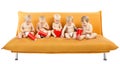 Children Group watch Cinema Popcorn, Kids on White Royalty Free Stock Photo