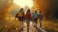 Children walking down a dirt road