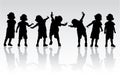 Group of childrens silhouettes Royalty Free Stock Photo