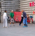 Group of Chinese People were playing a shuttle in the late Royalty Free Stock Photo