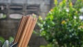 Group of chopsticks with blur background