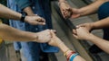 Group of christian are holding hands and pray together outdoor Royalty Free Stock Photo