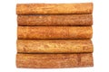 Group of cinnamon sticks isolated on white background, top view Royalty Free Stock Photo