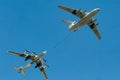 A group of civil aircraft flying in the sky